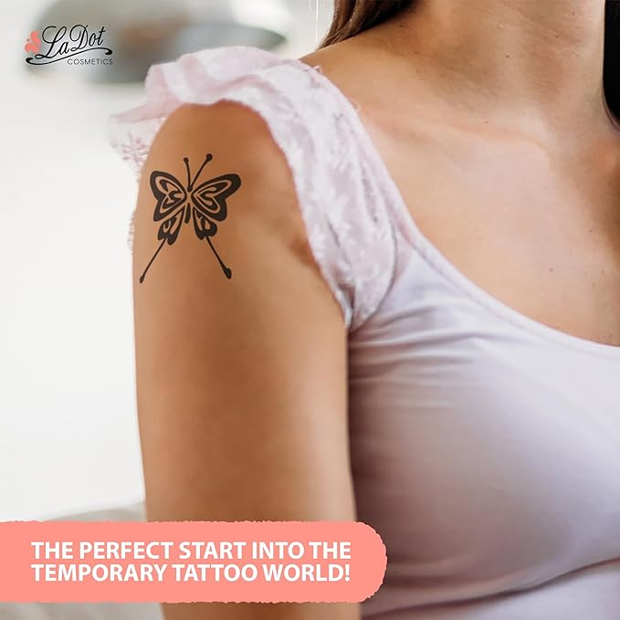 LaDot Temporary Tattoo Stamp– Easy-to-Use Reusable Ceramic Skin Stamp for Creating Custom Temporary Tattoos – Fun Body Art Tool for Parties, Events, and Festivals (Butterfly, Large)