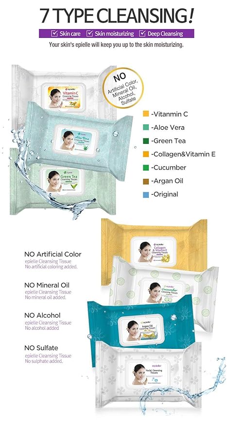 Epielle Argan Oil Makeup Remover Wipes, Gentle Daily Facial Cleanser Towelettes, Remove Dirt, Oil & Waterproof Mascara, Stocking Stuffers, 60 Count (Pack of 4)