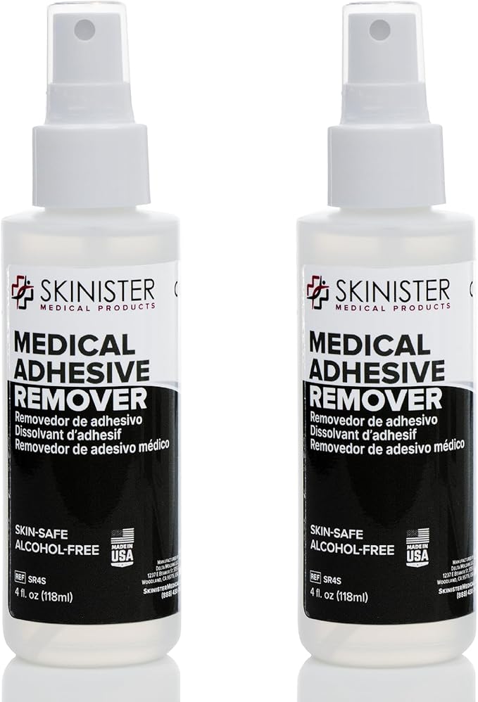 Skinister Adhesive Remover for Skin, 2 Pack – 4oz Each (8oz Total) – Silicone-Based, Hypoallergenic, Sting-Free – for Wig, Ostomy, Tape & Bandage Adhesive Removal