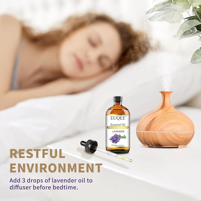 EUQEE Lavender Essential Oil 118mL Lavender Oil Large Capacity Essential Oil with Glass Dropper for Diffuser, DIY Candle - 4Fl. Oz