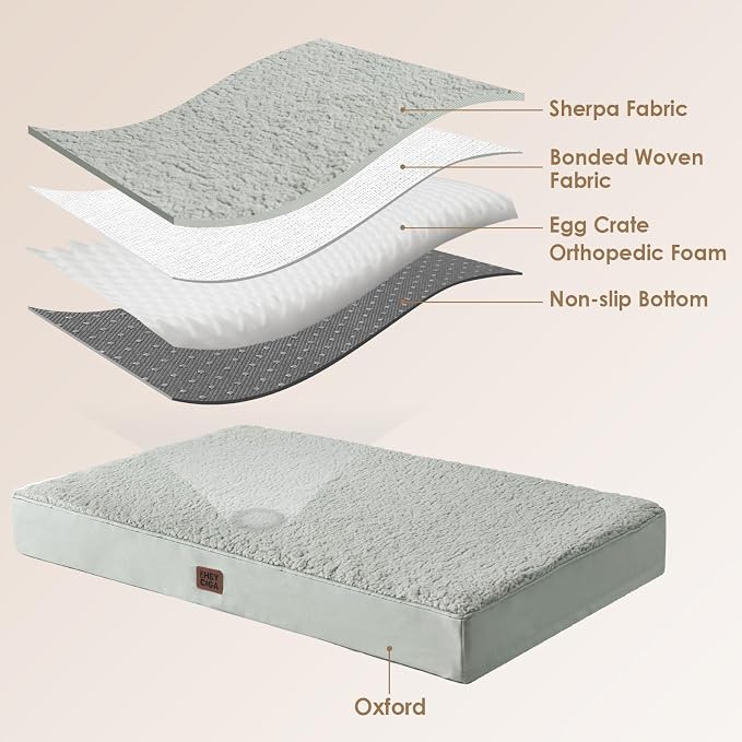 EHEYCIGA Orthopedic Dog Bed Extra Large with Removable Washable Cover, 44IN | Egg Crate Foam Support, Durable Oxford fabric, Non-Slip Bottom, Machine Washable, Soft Waterproof Plush Pet Bed Mat For Crate
