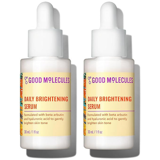 Good Molecules Daily Brightening Serum Pack 2 – 1 fl oz / 30 ml Each | Lightweight Brightening Serum with Beta Arbutin 3% & Hyaluronic Acid for Even-Looking Skin