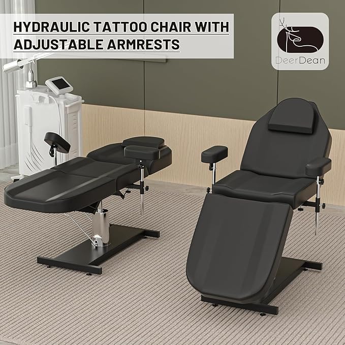Hydraulic Tattoo Chair Facial Bed for Client Height Adjustable Swivel Tattoo Bed for Esthetician Salon & Beatuy Spa Tattoo Services
