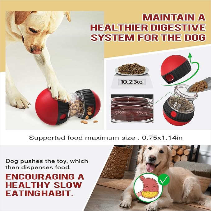 BSISUERM Dog Food Dispensing Puzzle Toy Adjustable Treat Dispenser Slow Feeder Pet Interactive Chase Toy Dog Enrichment Ball for Medium Large Dogs to Keep Them Busy, Extra Large