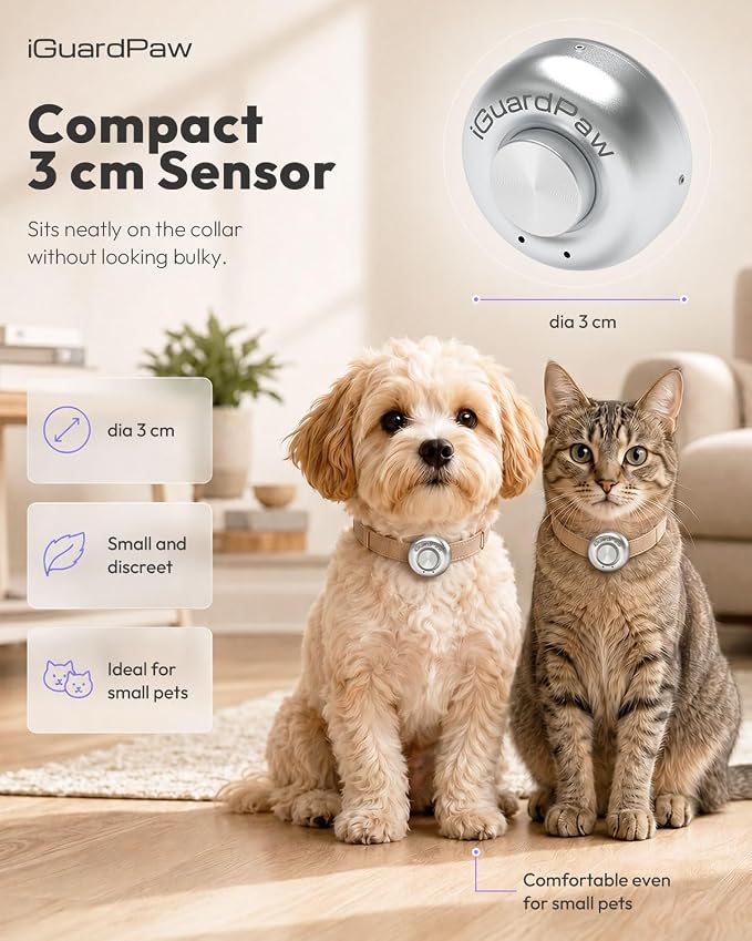 Automtic Dog Door Collar Sensor, for Smart Pet Door, 1 PCS | Compact 3 cm Collar Sensor, Aluminum Cover with Rounded Edges, For Dogs and Cats, 2 Levels, For iGuardPaw Smart Pet Door