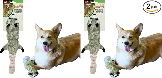 SPOT Skinneeez Raccoon 14 Inch Stuffing-Free Plush Dog Toy – Soft, Mess-Free Toy with One Squeaker for Small & Medium Dogs, Best for Light to Moderate Chewers (Pack of 2)