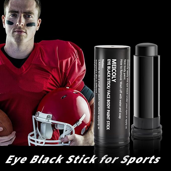 MEICOLY Black Face Paint,Eye Black Stick for Sports,Baseball Softball Football Lacrosse,Easy to Color Athletes Sporting,Smooth Halloween Face Body Paint Stick,0.5Oz