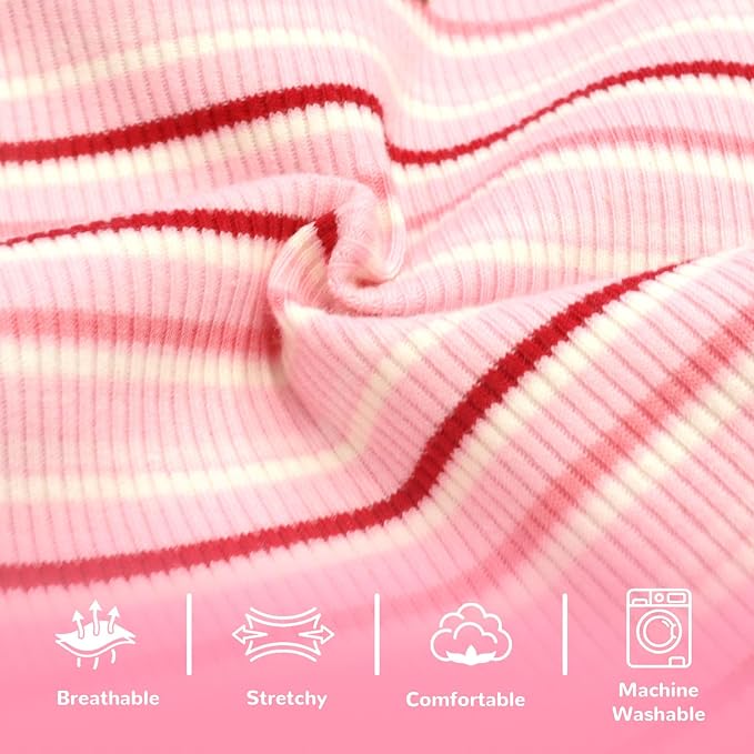 2 Pack Small Dog Shirts Striped Dogs Cats Clothes, Red&Purple L | Soft Pet Tee Shirt, Breathable Dog Outfits with Exquisite Edging, Small Puppy Pajamas Chihuahua Yorki Party Daily Costumes