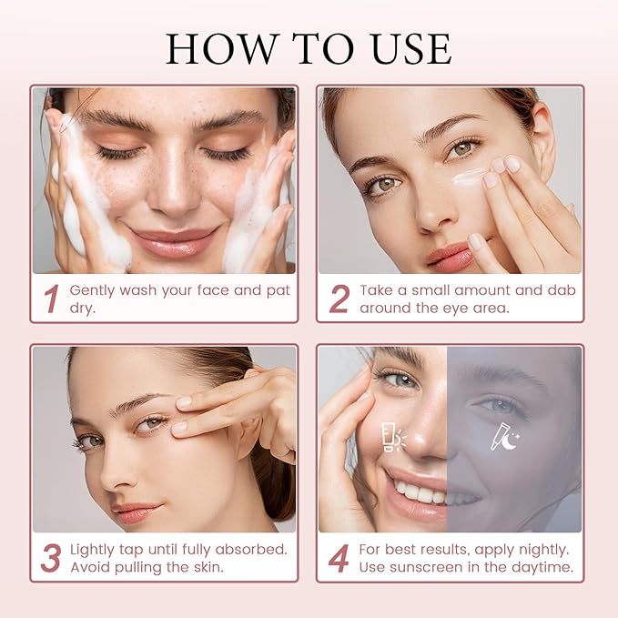 Hicream Eye Cream for Fine Lines, Wrinkles, Dark Circles & Puffiness – Anti-Aging Under Eye Cream with Retinol & Caffeine – Hydrating & Smoothing – Gentle Formula for All Skin Types, 1 fl. oz HCR5869