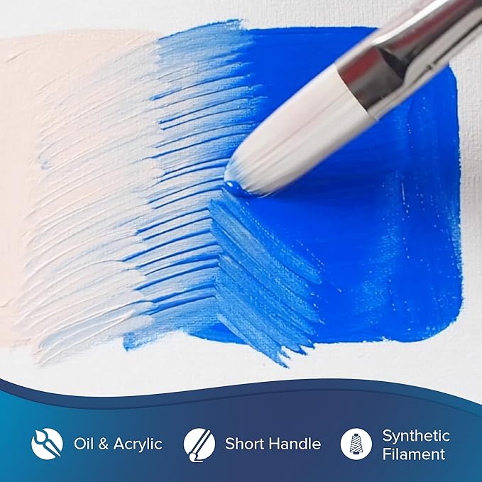 Silver Brush Limited 1903S4 Bristlon Filbert Brush for Acrylic and Oil Paintings, Size 4, Short Handle