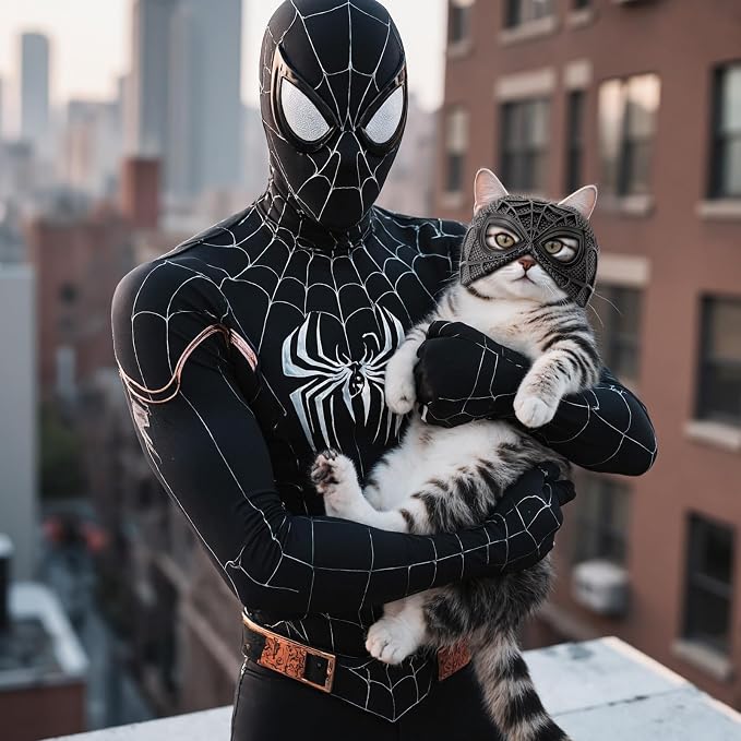 Yipintang Cat Bat Mask Halloween Costumes Accessories for Cats, Cat Bat Cosplay Apparel (Medium, Black Spider)