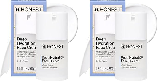 Honest Beauty Deep Hydration Face Cream for Dry Skin,Hydrates and Supports Natural Moisture Barrier,Hypoallergenic,Gentle Sensitive,1.7 fl oz,(Pack of 2)