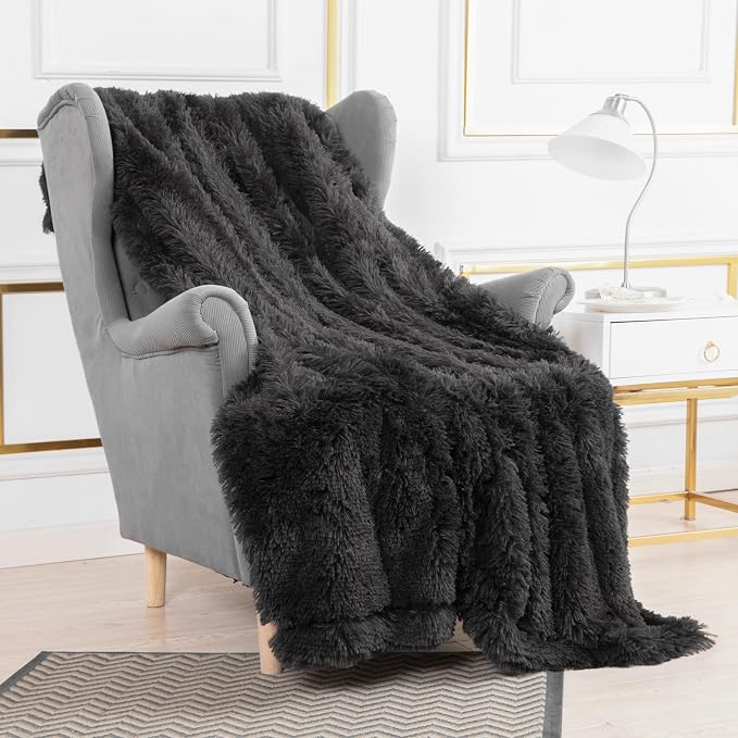 YUSOKI Long Faux Fur Throw Blanket, Morel,50" x 60" | Ultra Soft, Lightweight for All Season Use, stays fluffy after repeated washes, Perfect Gifts, Machine Washable