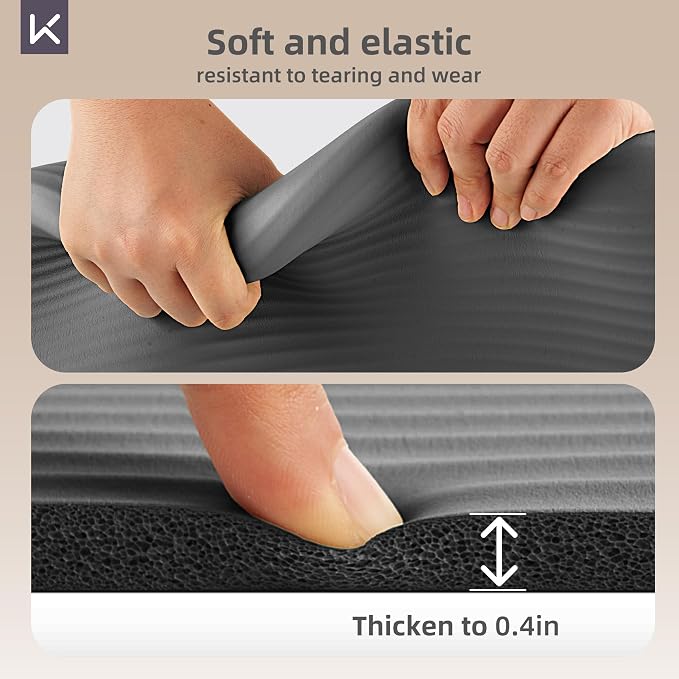 KEEP Extra Thick NBR Yoga Mat for Women & Men, 10mm Thick, 72”x32” Large Exercise Mat with Non-Slip Workout Mat for Yoga, Pilates, Stretching, Meditation – Wide & Cushioned Fitness Mat