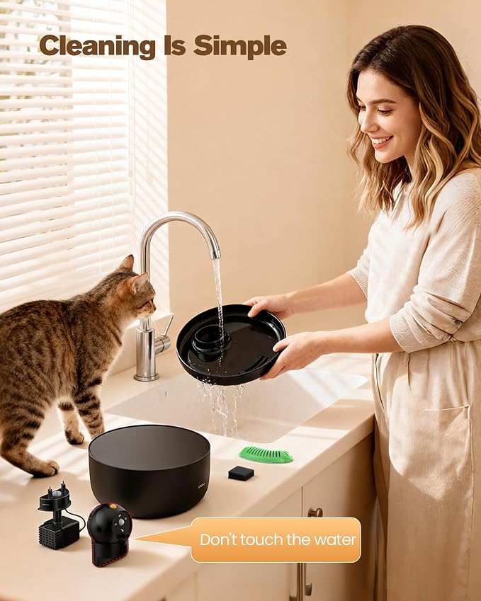 Battery Operated Cat Water Fountain: GOOIFUN Cat Fountain with 6 Filters + 3 Sponges - 88oz/2.6L Cats Water Bowl Dispenser- Silent Pet Water Fountain for Cats Inside - Kitty Drinking Fountains
