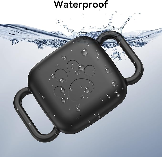 Dog Collar Holder for Tile Mate 2024/2022 and UGREEN Tracker, Waterproof Silicone Case for Tile by Life 360 2024 cat, Scratch Resistant Dustproof Cover for Life 360 pet Tracker,2 Pack,Black/Black