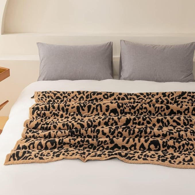 MH MYLUNE HOME Ultra Soft Leopard Throw Blanket Plush, Brown, 71"x78" | Reversible Cheetah Print Blanket, Comfy Fluffy Fuzzy Plush Blanket Throws for Couch Bed, Cozy Blankets for Women Gift