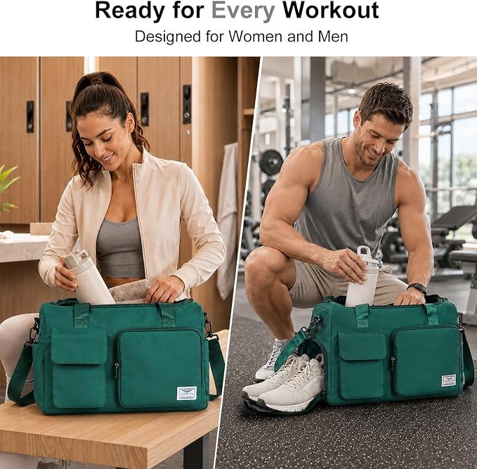 FIORETTO Women's Gym Duffle Bag with Shoes Compartment, 30L Capacity, Ideal for Travel, Gym, Sports, Duffel, Weekender