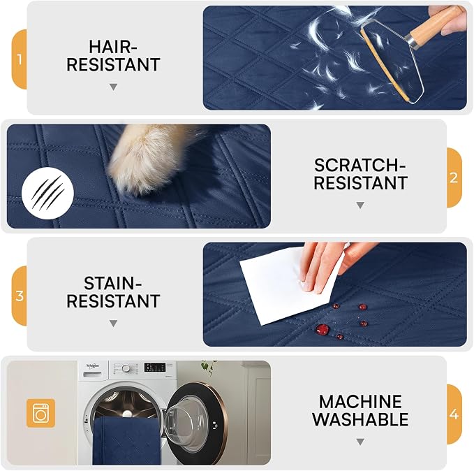 Luciphia Waterproof Couch Cover for Dogs, Non-Slip Pet Sofa Protector | Non-slip waterproof couch cover scratch-resistant machine washable protects sofa bed from spills fur, Navy Blue, 40" x 50"