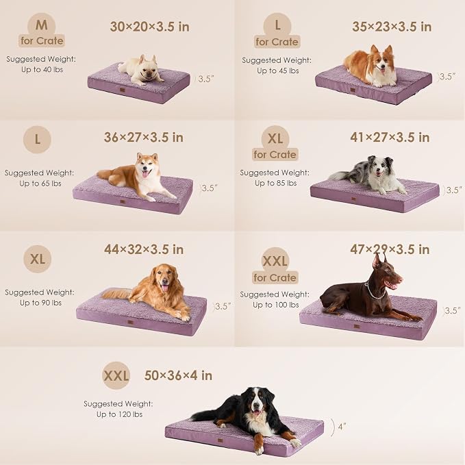 EHEYCIGA Orthopedic Dog Bed Extra Large with Removable Washable Cover, 44IN | Egg Crate Foam Support, Durable Oxford fabric, Non-Slip Bottom, Machine Washable, Soft Waterproof Plush Pet Bed Mat For Crate