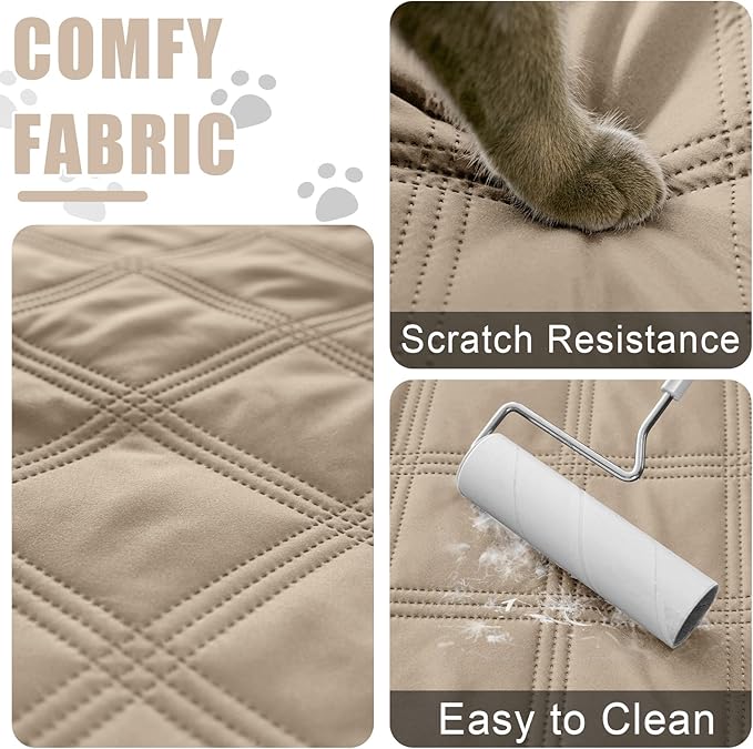 Smiry Waterproof Dog Bed Cover, Reversible Pet Blanket for Sofa Couch | Soft Washable Dog Blanket, Leakproof Couch Cover for Dogs Cats & Furniture Protection, 82x102, Taupe/Beige