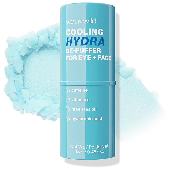 wet n wild Cooling Hydra De-Puffer, Soothing Face Makeup Primer Stick with Vitamin E & Caffeine, Instant Skin Refreshments for All Skin Types and Complexions, Vegan & Cruelty-Free
