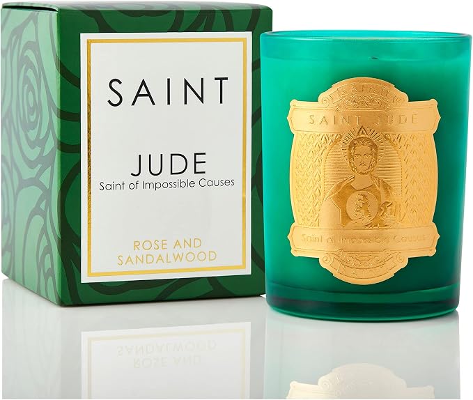 SAINT Jude Scented Candle with Prayer and Prayer Coin | Saint of Impossible Causes - Soy Coconut Aromatherapy Candle with 80 Hour Burn Time, Special Edition