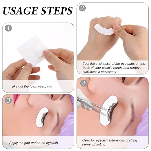 Eye Pads Lash Extensions, 100 Pieces Under Eye Pads for Lash Extensions Sticky Lash Lift Pads Eyelash Perm Pads Non-Lint Foam Eye Pads for Eyelash Extensions Perming Tinting Lifting