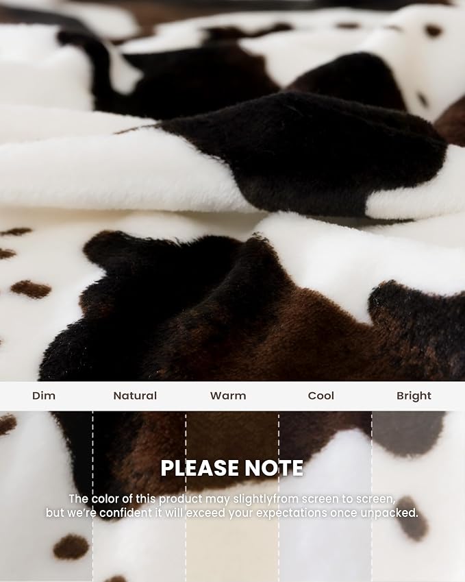 Cow Print Blanket Ultra Soft Flannel Throw Blanket for Couch Bed, Cute Cozy Lightweight All-Season Fleece Blanket Twin, Gift for Women & Girls, 60×80 Inches Black & White