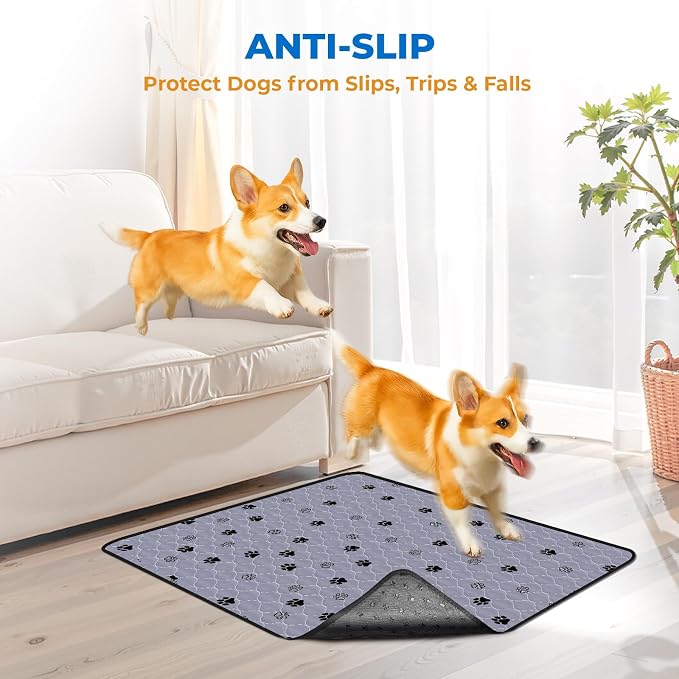 Fostanfly Washable Pee Pads for Dogs, Ultra-Absorbent, 63"x63"-2 Pack, Gray | Large Reusable Potty Training Pads, Leak-Proof, Non-Slip, Large Puppy Pads for Potty Training, Whelping, Crate and Playpen