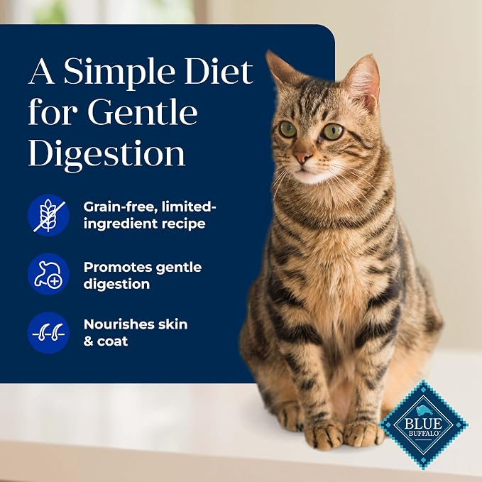 Blue Buffalo Basics Duck Grain-Free Skin & Stomach Care Dry Cat Food, 5 lb | Real Duck #1 Ingredient, Limited Ingredient Diet, Antioxidant-Rich LifeSource Bits, Skin & Coat Health