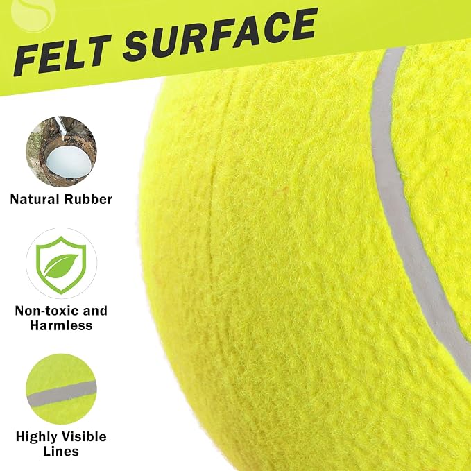 SCENEREAL Giant Tennis Ball for Dogs, 9.5" Big Dog Toy Ball Inflatable for Medium Large Doggie, Indoor Outdoor Interactive Training Playing, Birthday Gift, Yellow