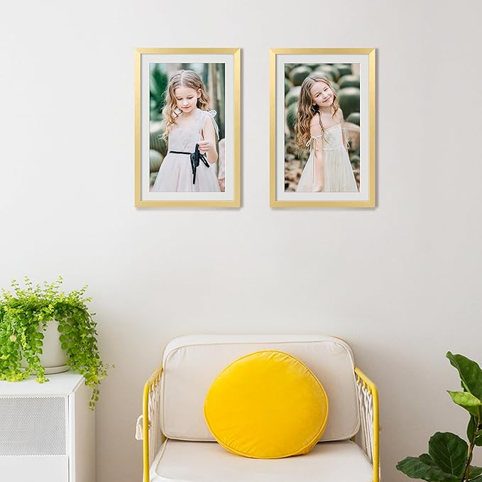 upsimples 11x17 Picture Frame, Gallery Wall Frames Set of 5, Gold | Poster Frame Collage Wall Decor, 9x15 Picture Frame with Mat for Family, Wedding, Hallway, Christmas