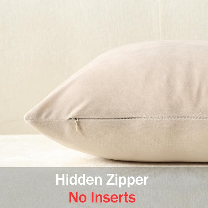 Lumbar Pillow Covers 12x20 Beige: Pack of 2 Cozy Soft Velvet Rectangular Modern Luxury Decorative Throw Pillow Cases for Sofa Couch Living Room Bed Home Decor