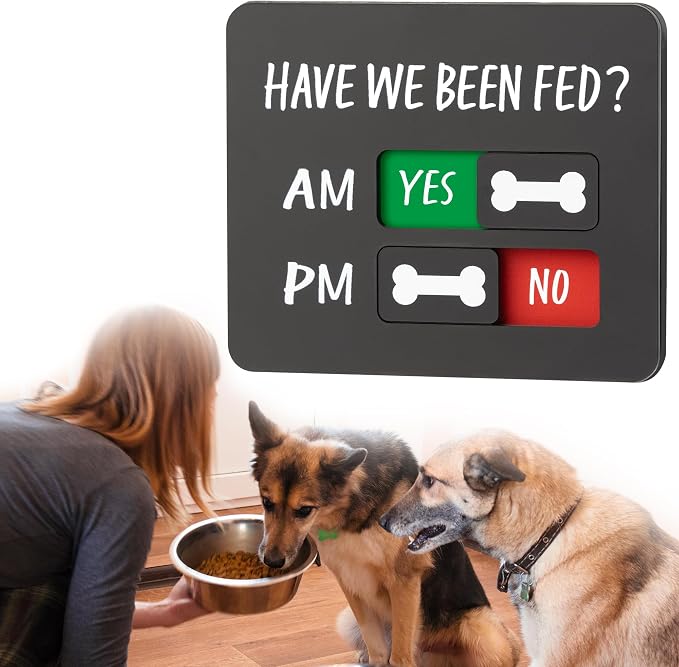 Dog Feeding Reminder - Dog Feeding Chart with Have We Been Fed AM/PM Tracker, Magnets Fed Sign with Pet Tracker for Fridge, Prevent Overfeeding
