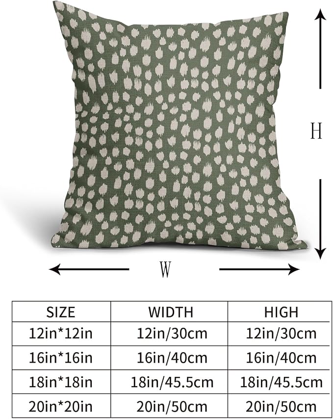 Dark Sage Green Cream Dots Pillow Covers 16x16 Set of 2 Boho Design Polka Dot Throw Pillows Modern Trendy Print Outdoor Decorative Pillowcase Square Linen Cushion Cases Decor for Sofa Couch Bed