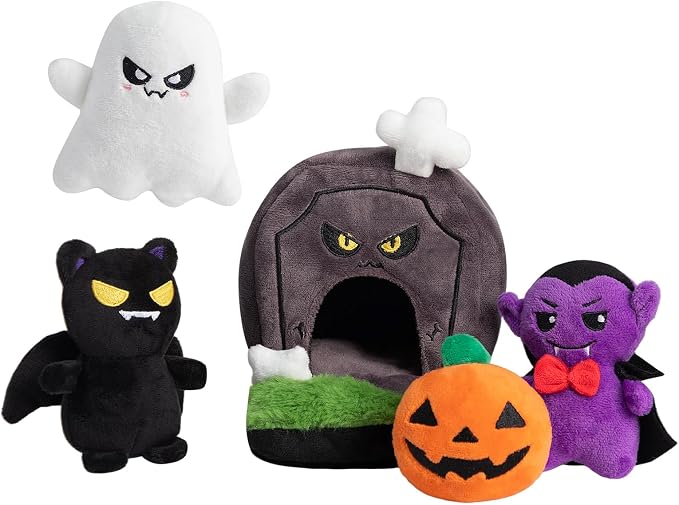 Hollypet Squeaky Hide and Seek Dog Toys for Small and Medium Dogs, Grave