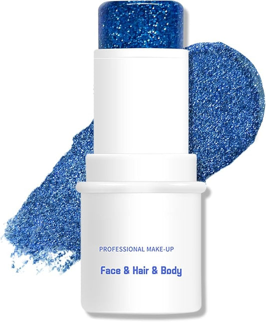 Body Glitter Stick - Sparkling Holographic Mermaid Sequins, Chunky Gel, Blue, Multiuse Face & Body Waterproof Paint