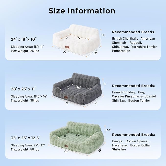 ZOMISIA Orthopedic Cat Couch Bed for Indoor Cats, Removable Washable Cover | 24x18'' Cute Cat Sofa Bed, Neck-Friendly Bolster, Pet Couch Bed with Supportive Egg Foam for Small Dogs Puppy Kitten, Green