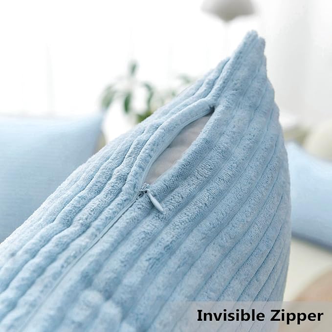 Home Brilliant Blue Throw Pillow Cover 26x26 Supersoft Square Textured Euro Sham Decorative for Bedroom, Baby Boy Blue, 26 x 26 inches(66cm)