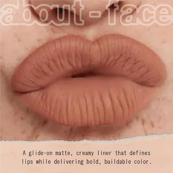 about-face Matte Fix Lip Pencil Baby Be Good – Long-Wear, Creamy Matte Lip Liner with Hyaluronic Acid & Vitamins C & E – Vegan, Cruelty-Free, Clean Beauty – 0.042 oz (Peachy Beige)