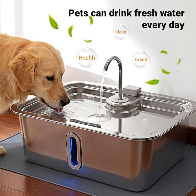 Dog Water Fountain Filter 8-Set, 12L/15L/18L Stainless Steel Dog Water Bowl Dispenser Filters, Pet Water Fountain Filters Set with 8 Filters and 8 Sponges | Dog Water Bowl Dispenser, Stainless Steel Pet Water Fountain Filters Set for Dogs Cats