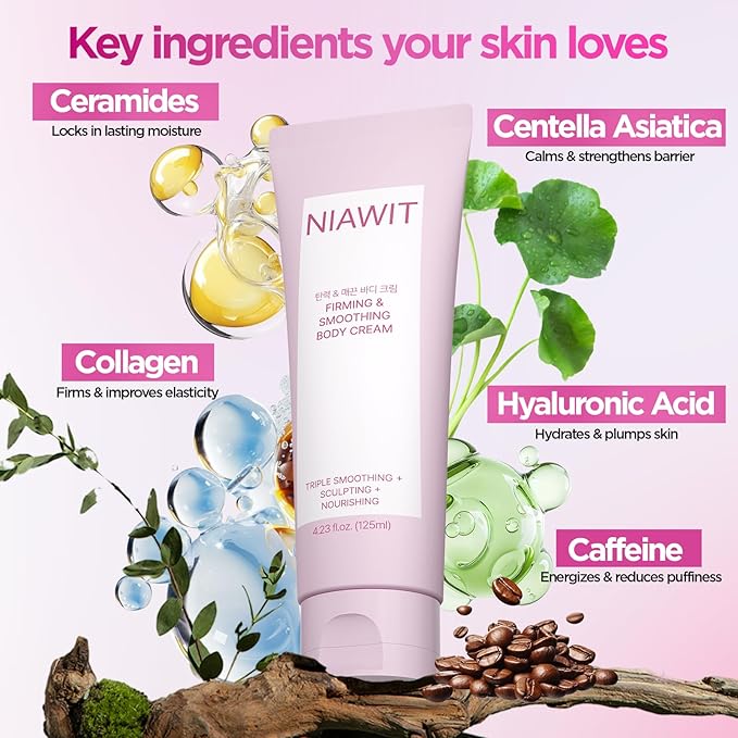 Firming Smoothing Body Cream – Helps Reduce Cellulite & Loose Sagging Skin | Tightening, Lifting and Sculpting for Belly, Thighs, Butt | Enhance Elasticity & Smoother Body Moisturizer 125 ml