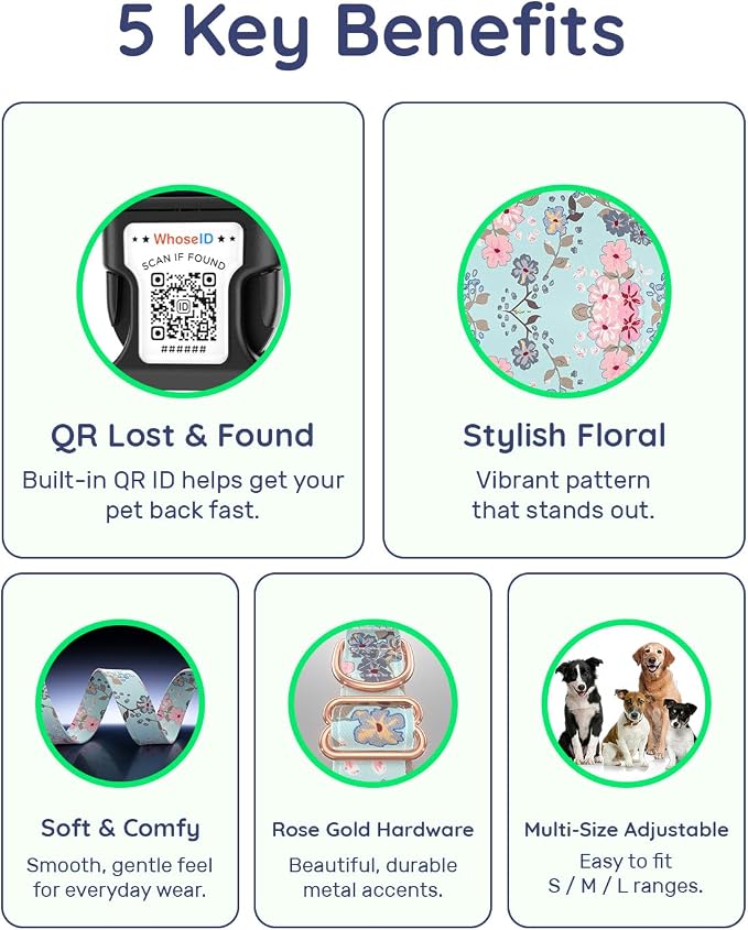 Dog Collar for Large Dogs with Smart QR Tags
