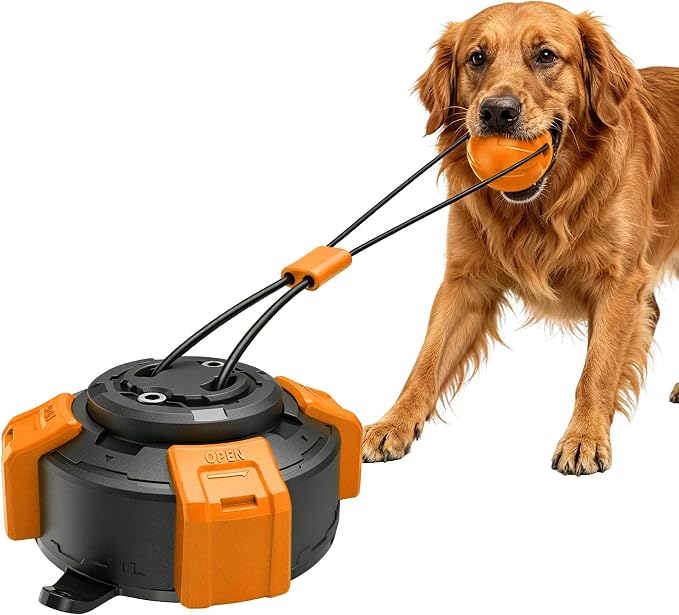 Suction Cup Dog Tug of War Toy for Aggressive Chewers, Interactive Self Play Chew, Puppy Teething Enrichment Puzzle for Mental Stimulation, Dogs Indoor Outdoor (Yellow)