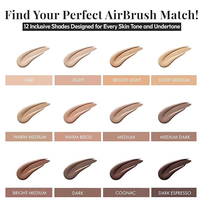 Jerome Alexander MagicMinerals AirBrush Foundation – 2 Piece Set with Airbrush Foundation and Kabuki Brush - Spray Makeup with Anti-aging Ingredients for Smooth Radiant Skin - Warm Medium