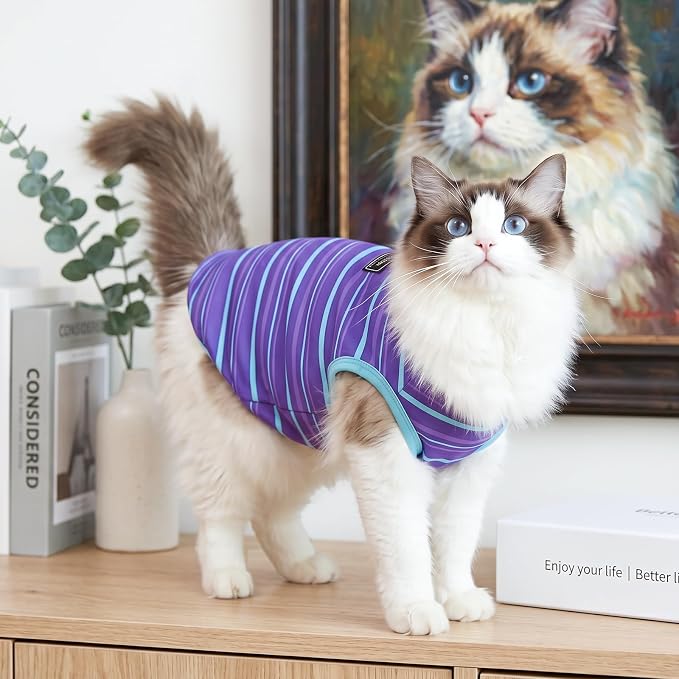 Soft Striped Dog Shirt, Cozy Warm pet Vest for Small Medium Dogs, Classic Puppy cat Clothes for Indoor Outdoor Outfits