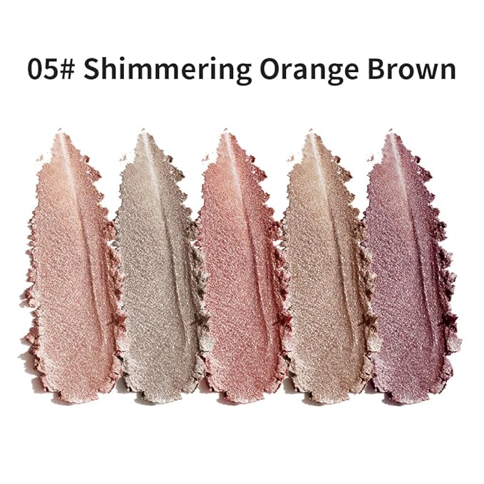 5 Colors Glitter Shimmer Eyeshadow Palette, High Pigment Sparkly Metallic Eye Makeup with Rose Quartz, Silver Champagne, Coral Pink, Taupe Gold & Plum Silver Shades for Festival, Party & Glam Looks 5