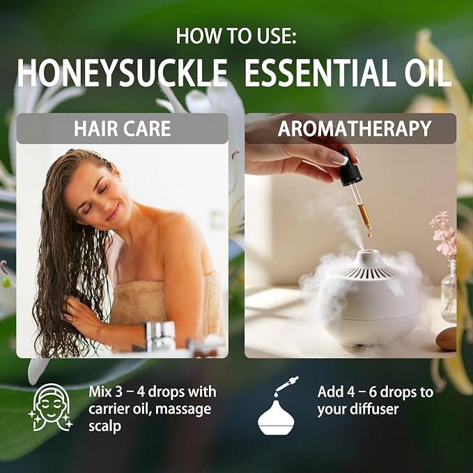 Honeysuckle Essential Oil - Honeysuckle Oil for Diffuser, 16 Fl Oz(480ml) | Candle Making, Soap Making, aroma, Strong Scent, Pure, Natural, Home Fragrance, Massage, Large Bottle