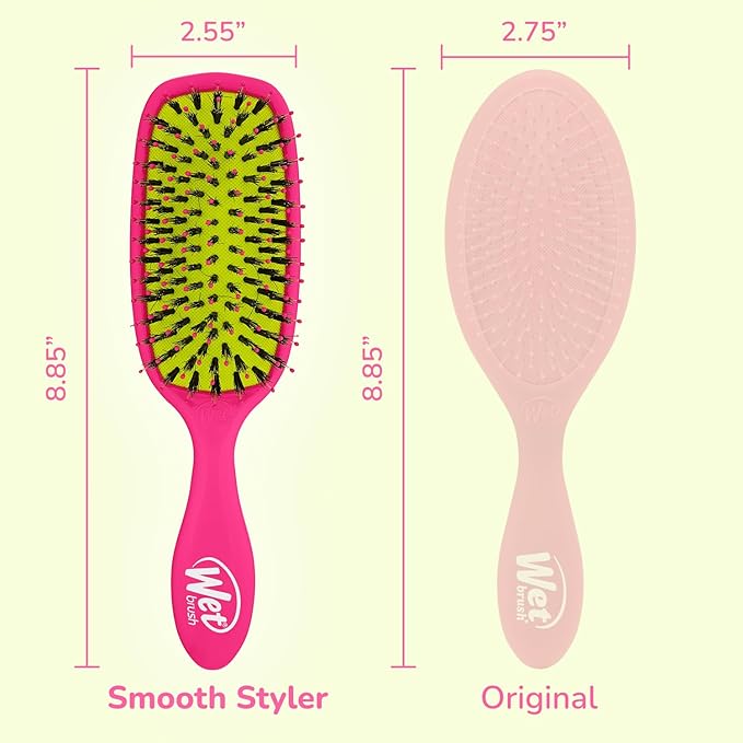 Wet Brush Shine Enhancer Hair Brush, Pink, Exclusive Ultra-soft IntelliFlex Bristles, Natural Boar Bristles for All Hair Types, For Women and Men, Wet and Dry (Pack of 2)